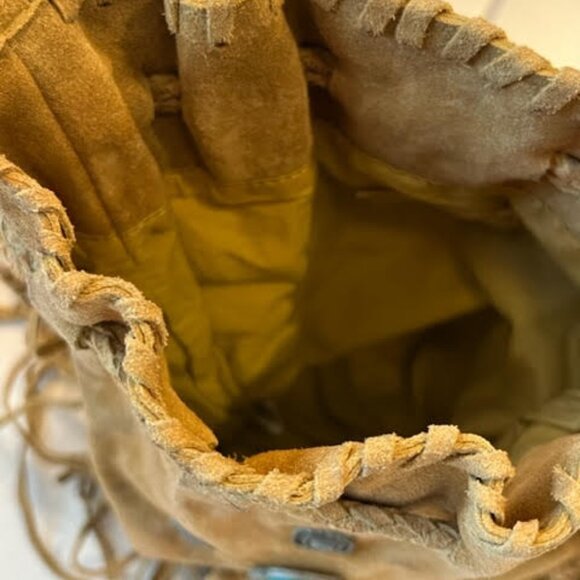 Free People Suede Leather Beaded Fringe Crossbody with Faux Turquoise - Picture 12 of 15